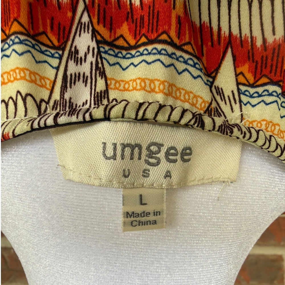 Umgee Tunic‎ Dress Womens Large Multi Color Boho Geometric Tribal V-Neck - Picture 5 of 7